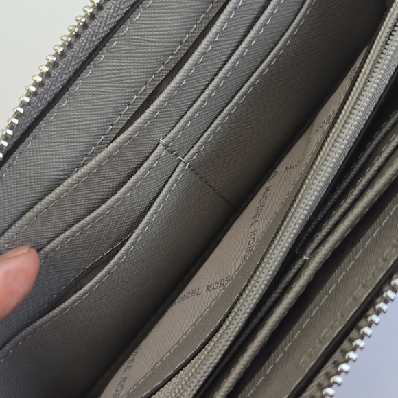 Michael Kors Women's Long Gray Pebbled Leather Zip Wallet - Picture 9 of 13